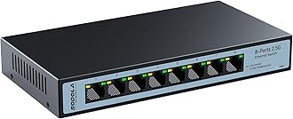 Sodola8-Port Unmanaged 2.5Gb Switch| 8 x 2.5GBASE-T Ports,60Gbps Switching Capacity, Plug & Play,Fanless Homelab 2.5G Network Switch