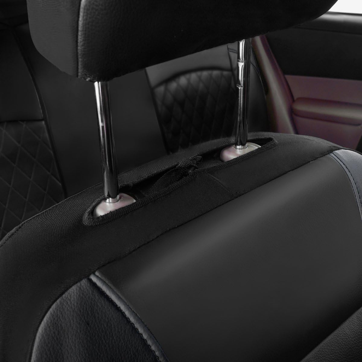 Lot de 9 housses de siège de voiture universelles en cuir synthétique pour sièges de voiture et SUV Version 2026 (gris)