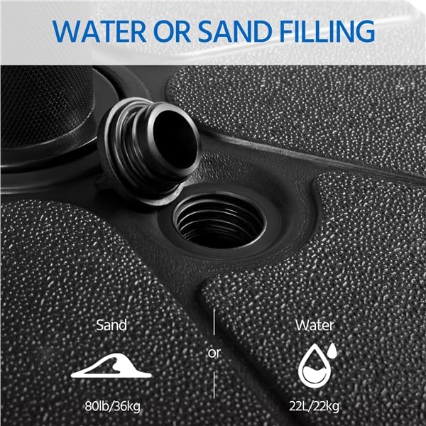 Yaheetech Sonnenschirmständer Schirmgewicht mit gemusterter Oberfläche Rund Schirmhalter mit Wasser/Sand Befüllbar für Schirmstöcke 38/48 mm, Schwarz