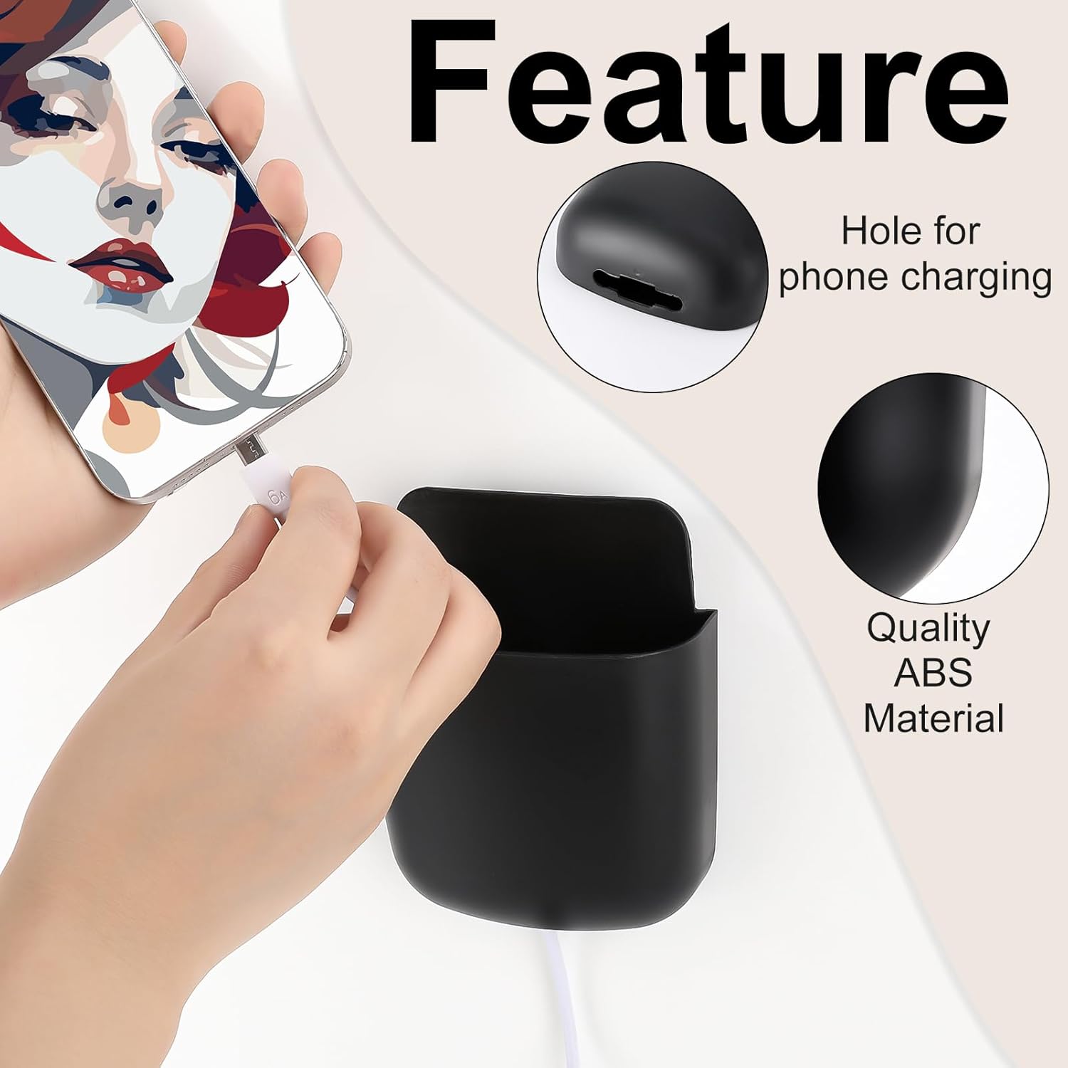 12 Pcs Black Remote Control Holder Wall Mount, Self-Adhesive Wall Phone Holder, Storage Box Organizer - Image 3