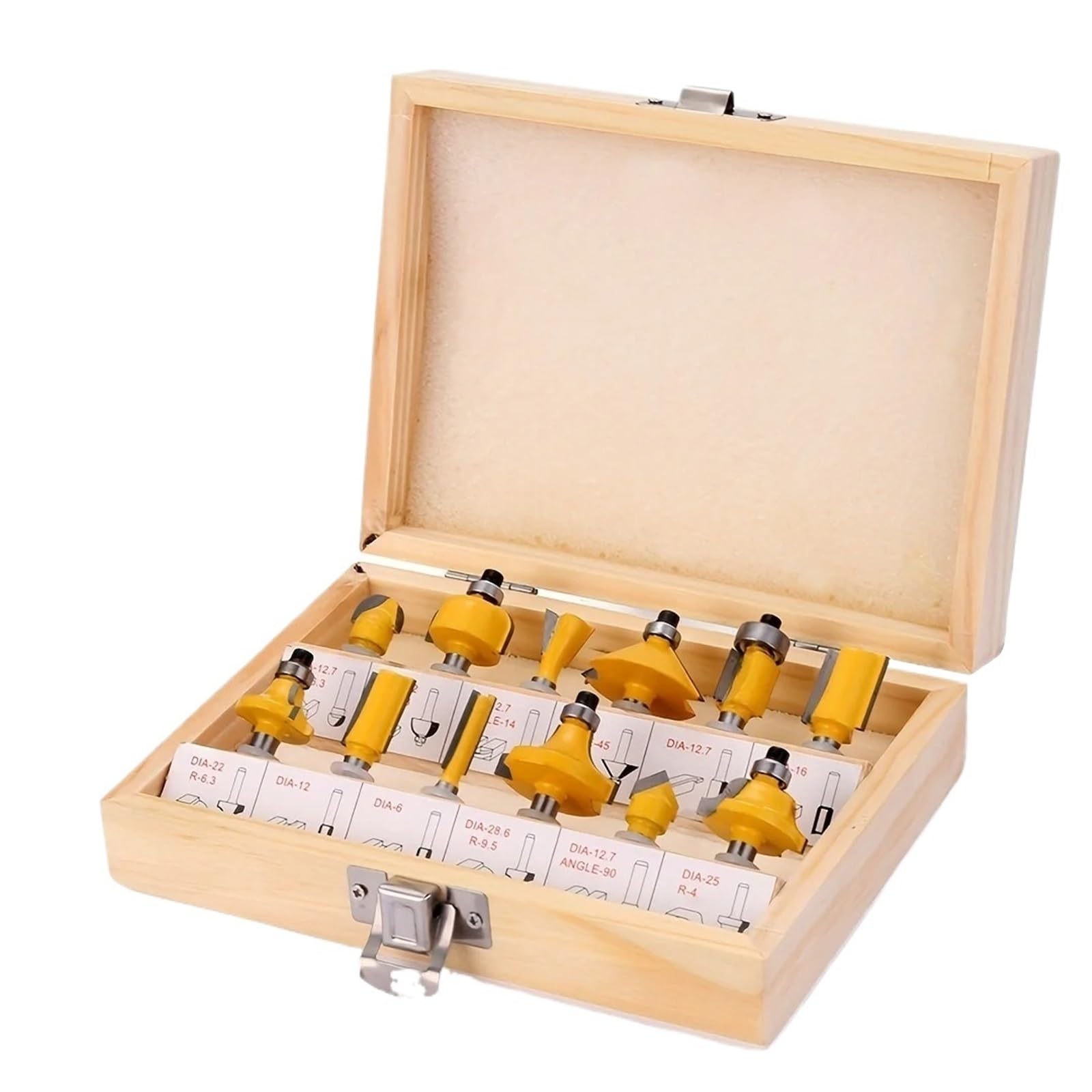 Juego de 12 brocas de 8 mm for fresado recto de madera, brocas de carburo de tungsteno for corte y recorte de madera.(12pcs wood box)