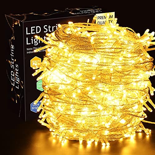 ELKTRY 50M 500LED Christmas Lights Outdoor/Indoor, Christmas Tree Lights Warm White Mains Powered,8 Modes Waterproof Outside Christmas Lights for Christmas Party Wedding Garden Bedroom Decoration