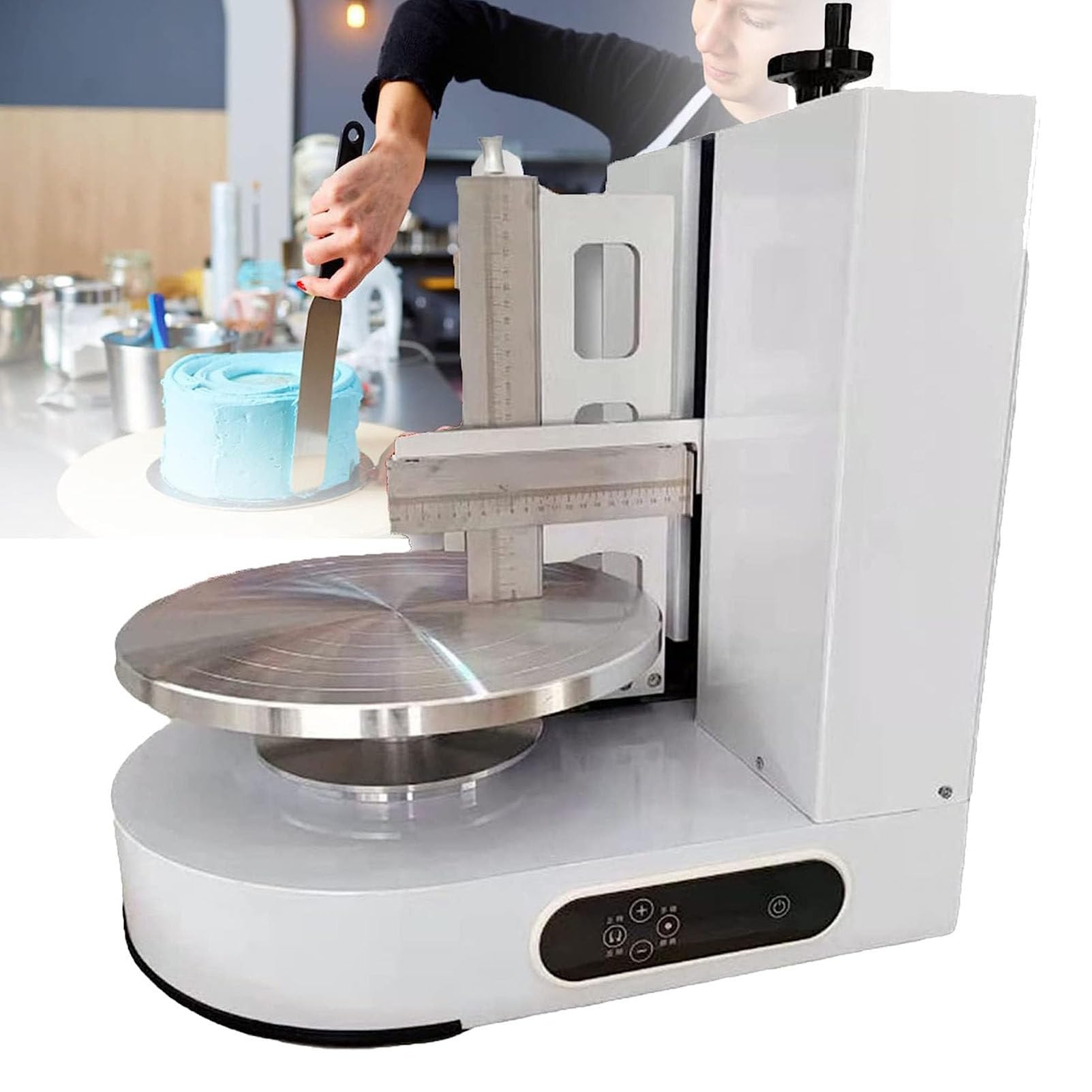 Automatische Kuchen-Dekorationsvorrichtung ausbreiten Dämmerungsmaschine Backen Geburtstag rotierender Plattenspieler Kuchencreme Abstrichmaschine, 4-12 Zoll Beschichtung Dämmerung runde ,110V