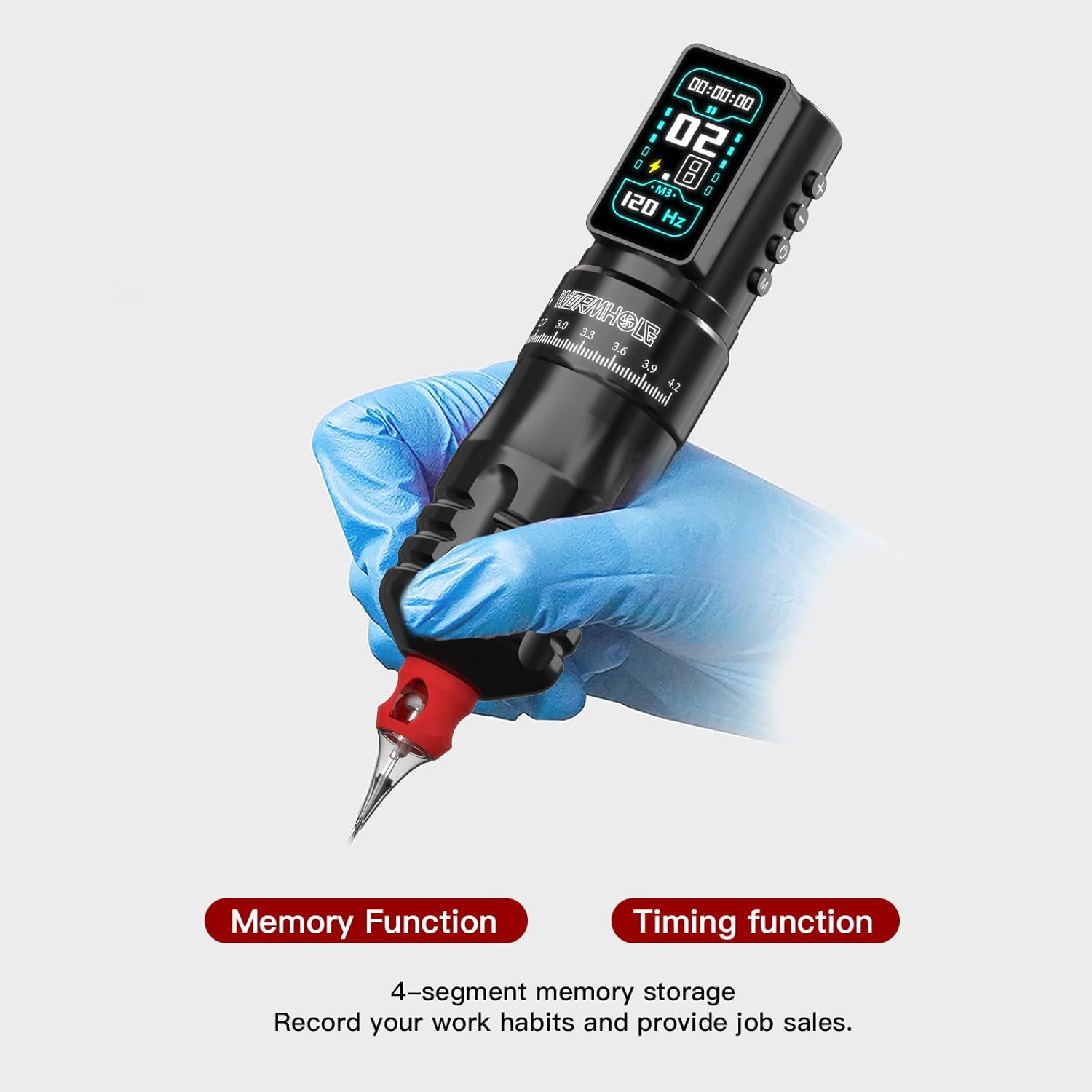 Wormhole Tattoo Gun Kit, Wireless Tattoo Kit, 2300mAh Battery Aluminum Alloy Tattoo Machine Adjustable Tattoo Pen Rotary Gun Kit Xtreme Tattoo Ink, Complete Professional Tattoo Kit for Artists - Black