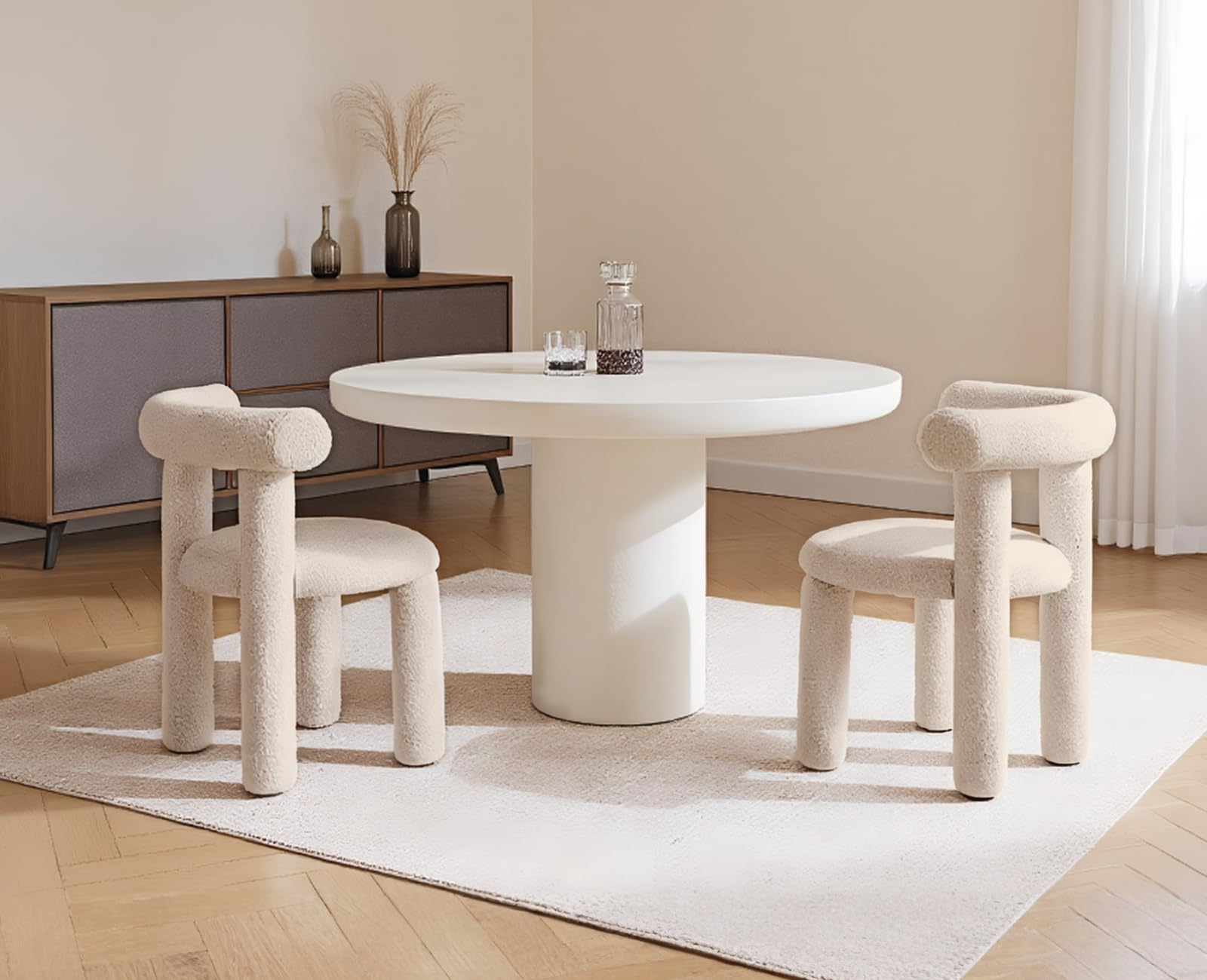 chairus Set di 2 Sedie da Pranzo in Pelliccia Sintetica, Cachi | Sedia Cucina Senza Braccioli Sedia Moderna Design con Gamba Avvolta in Tessuto per Cucina/Soggiorno/Sala da Pranzo
