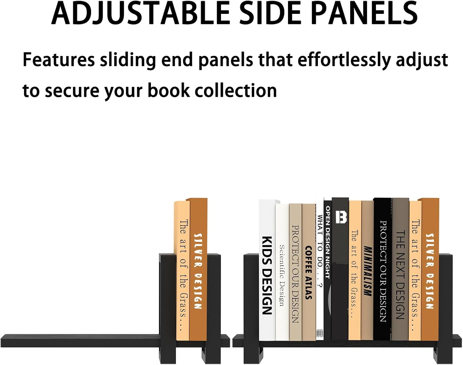 Adjustable Desktop Bookshelf Wooden Desk Book Holder Organizer Tabletop Bookshelf Mini Book Shelf Magazine Files Letters Storage Racks for Home Office Supplies, Great for Small Space, Black