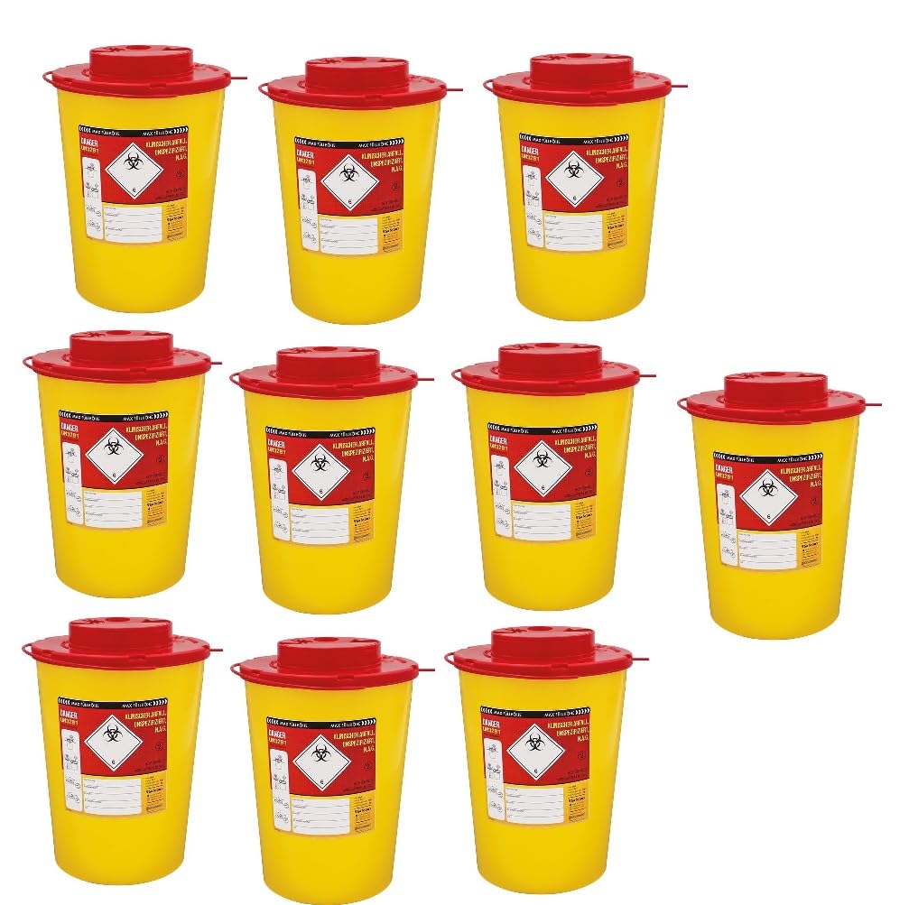 Carmesin Safe-Box 2,2 Ltr Kanülenabwurfbehälter 10 Stück