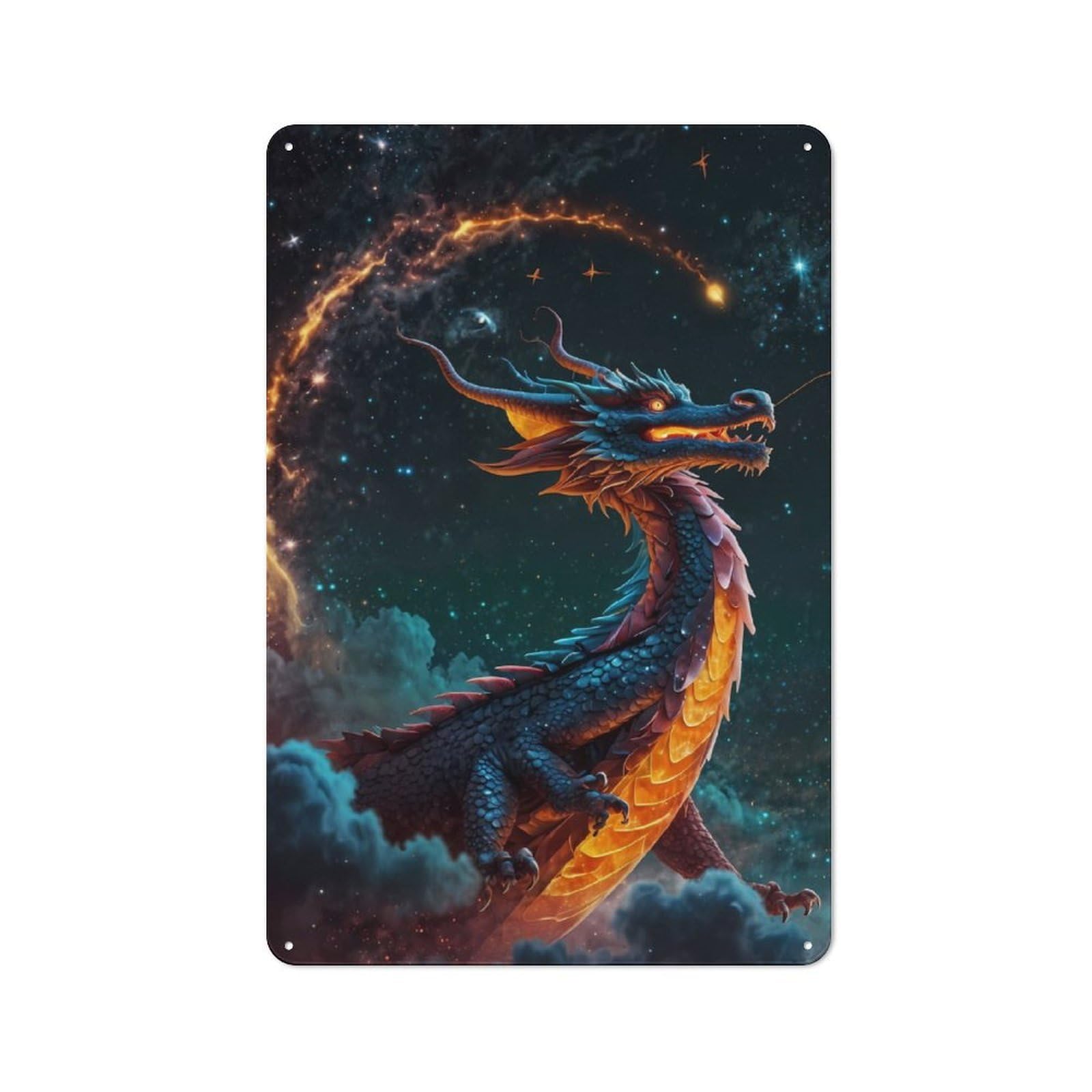 Junmoney Galactic Guardian Dragon Industrial-Style Tin Sign 30X20cm For Pub Or Café, Suited To Pub Decor Enthusiasts
