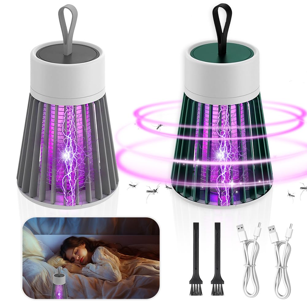 Mozzguard Mosquito Zapper, 2 pezzi 2024, lampada da zanzara, portatile, mozzguard con cavo USB, Mozzy Guard per interni ed esterni, per camera da letto, campeggio, picnic