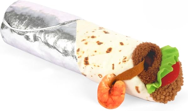 P.L.A.Y. Cute Cat Toys - Feline Frenzy Interactive Kicker Toy, Burrito Food Themed Catnip Filled Toy, Great for Adult Cats and Kittens - Double Stitched, Recycled Materials, Crinkles Shrimp Purrito