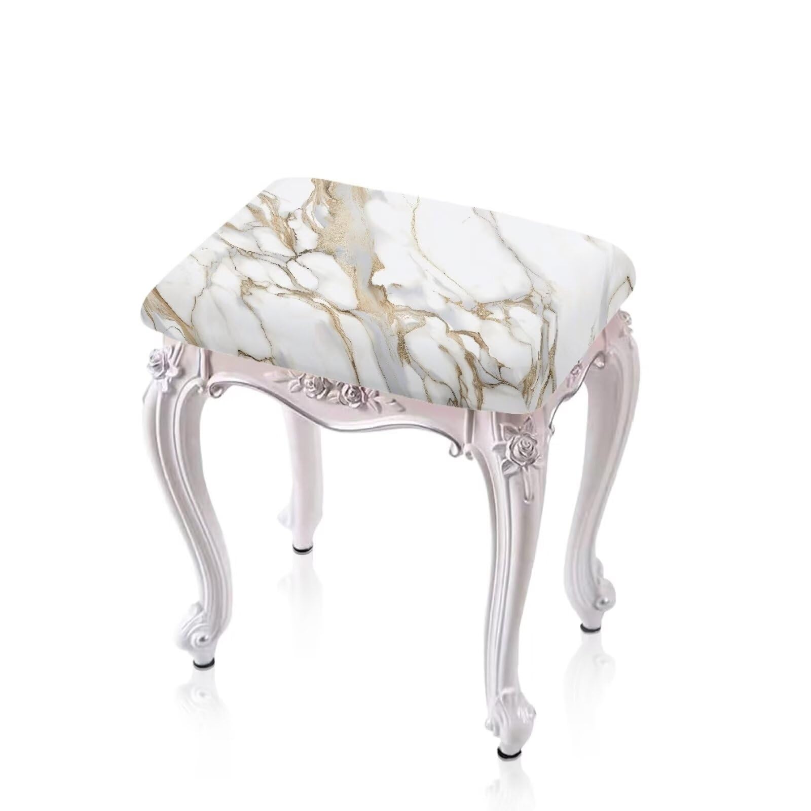 Luarisgur Marble Print Rectangle Stool Cover Bar Stool Chair Covers Set of 2 Stretch Stool Covers Rectangular Vanity Chair Cover Soft Polyester Chairs