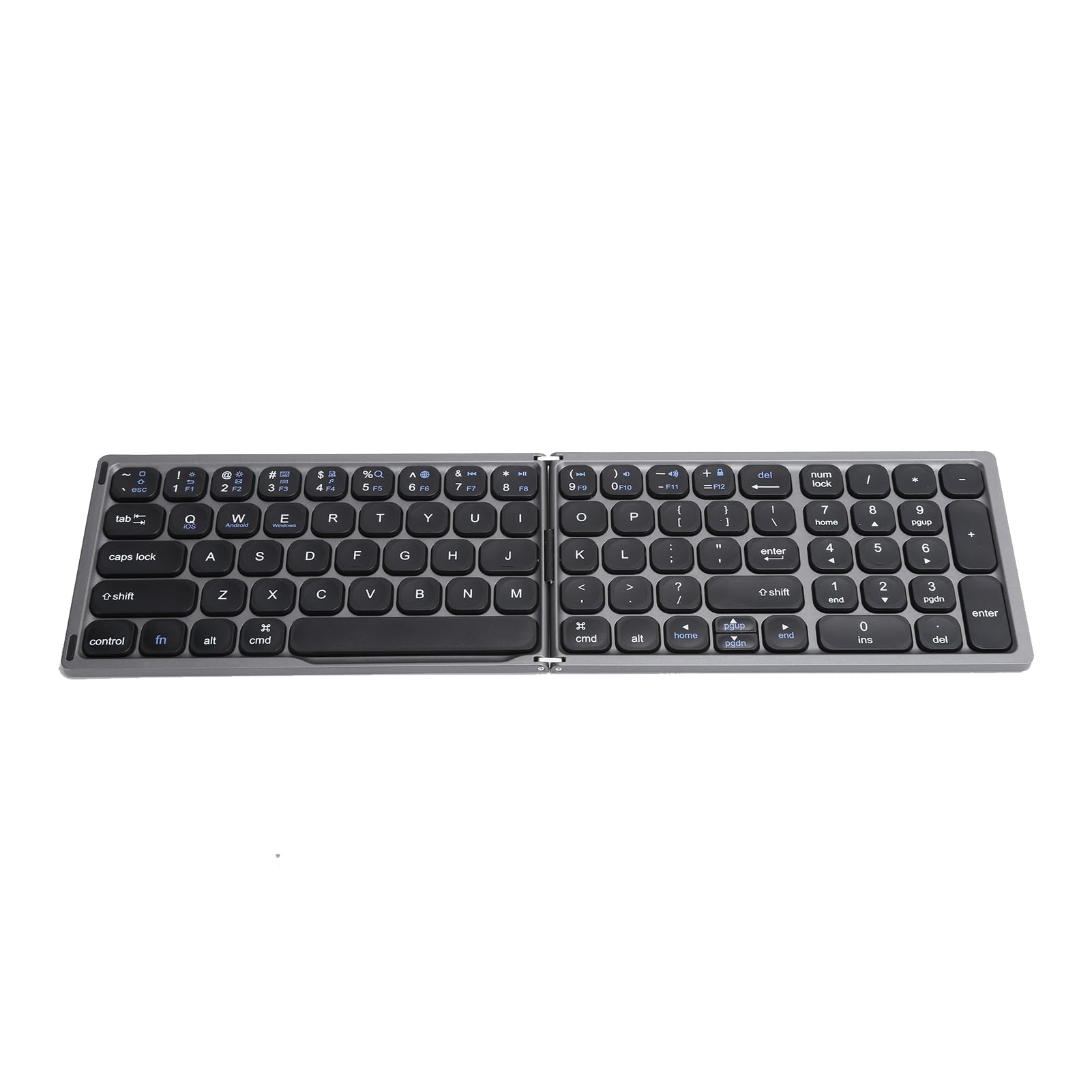 Alomejor Folding Bluetooth Keyboard with Numeric Keypad (Iron Gray) | Wireless, design ultrasottile, compatibile con IOS, , , pieghevole portatile, tasti di dimensioni standard