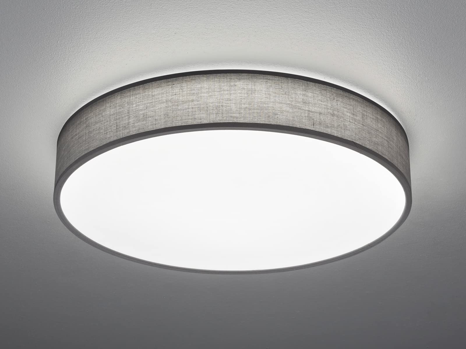 Trio Leuchten LED Deckenleuchte Lugano 621914011, Stoffschirm, 40 Watt, Helligkeit und Lichtfarbe einstellbar, Grau