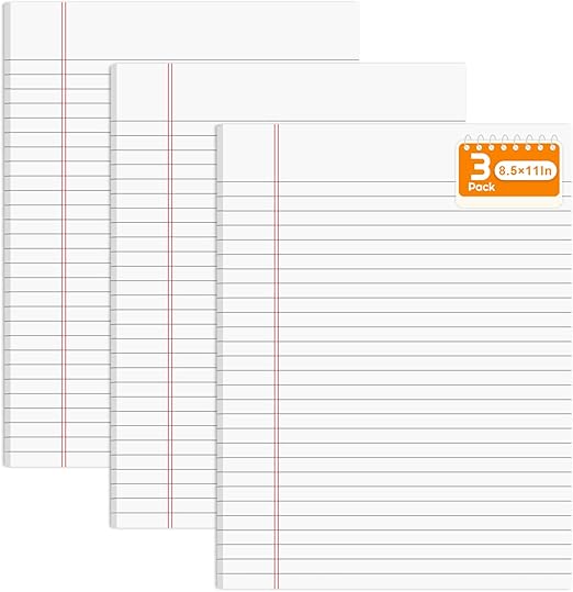 Legal Pads 8.5 x 11 Pads of Paper Lined Note Pad Wide