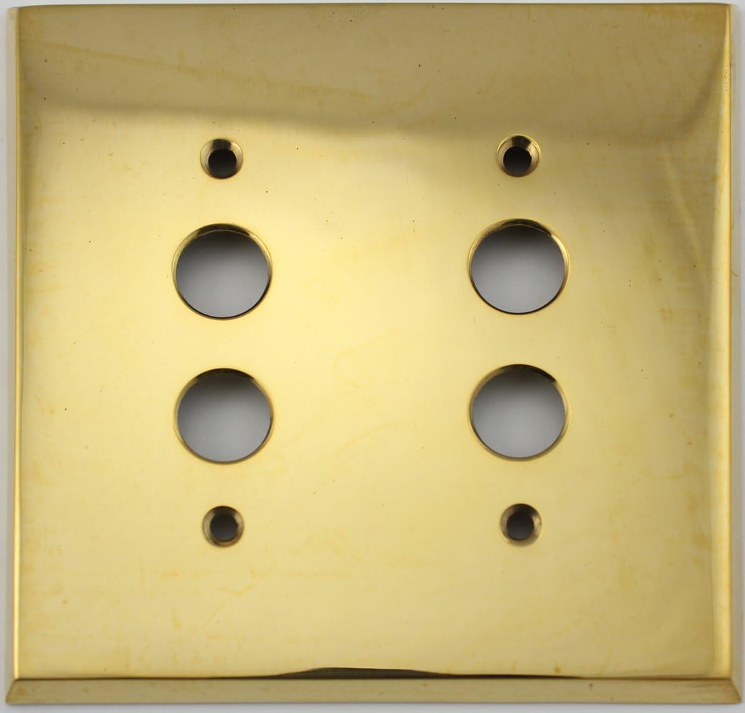 Unlacquered Polished Brass 2 Gang Push Button Light Switch Wall Plate