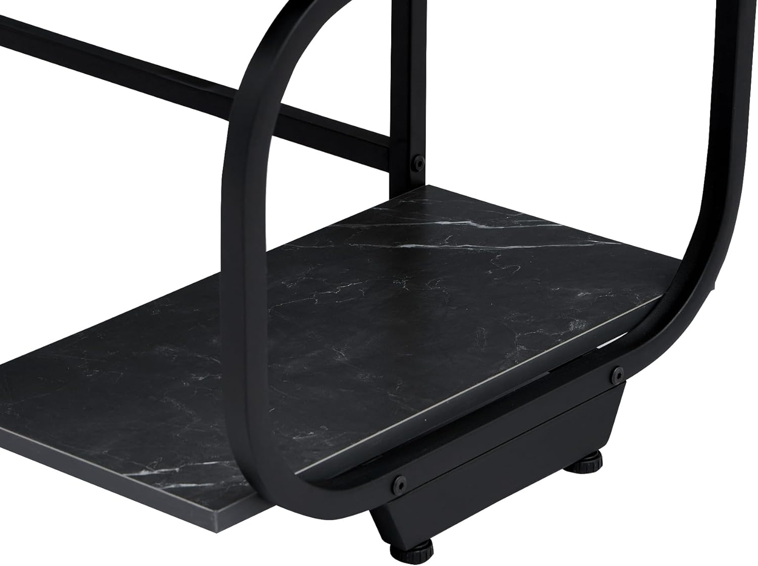 47inch Computer Desk Writing Workstation Home Office Table with 2-Tier Storage Shelves for Small Space, Black Marble