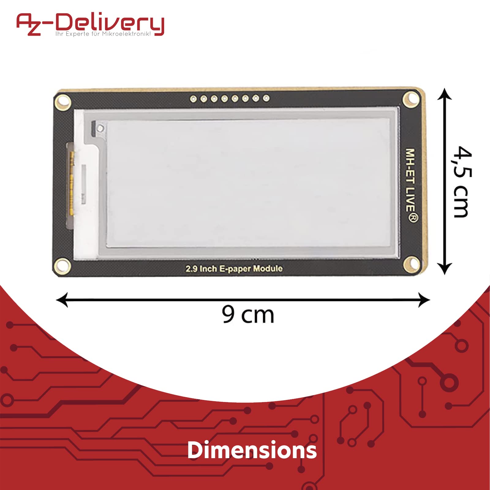 AZDelivery Moduł wyświetlacza EPaper 2,9 cala, moduł wyświetlacza 296 x 128 e-Ink, niskie zużycie energii, obsługa SPI, kompatybilny z płytami kontrolnymi i interfejsem MCU 3,3 V/5 V