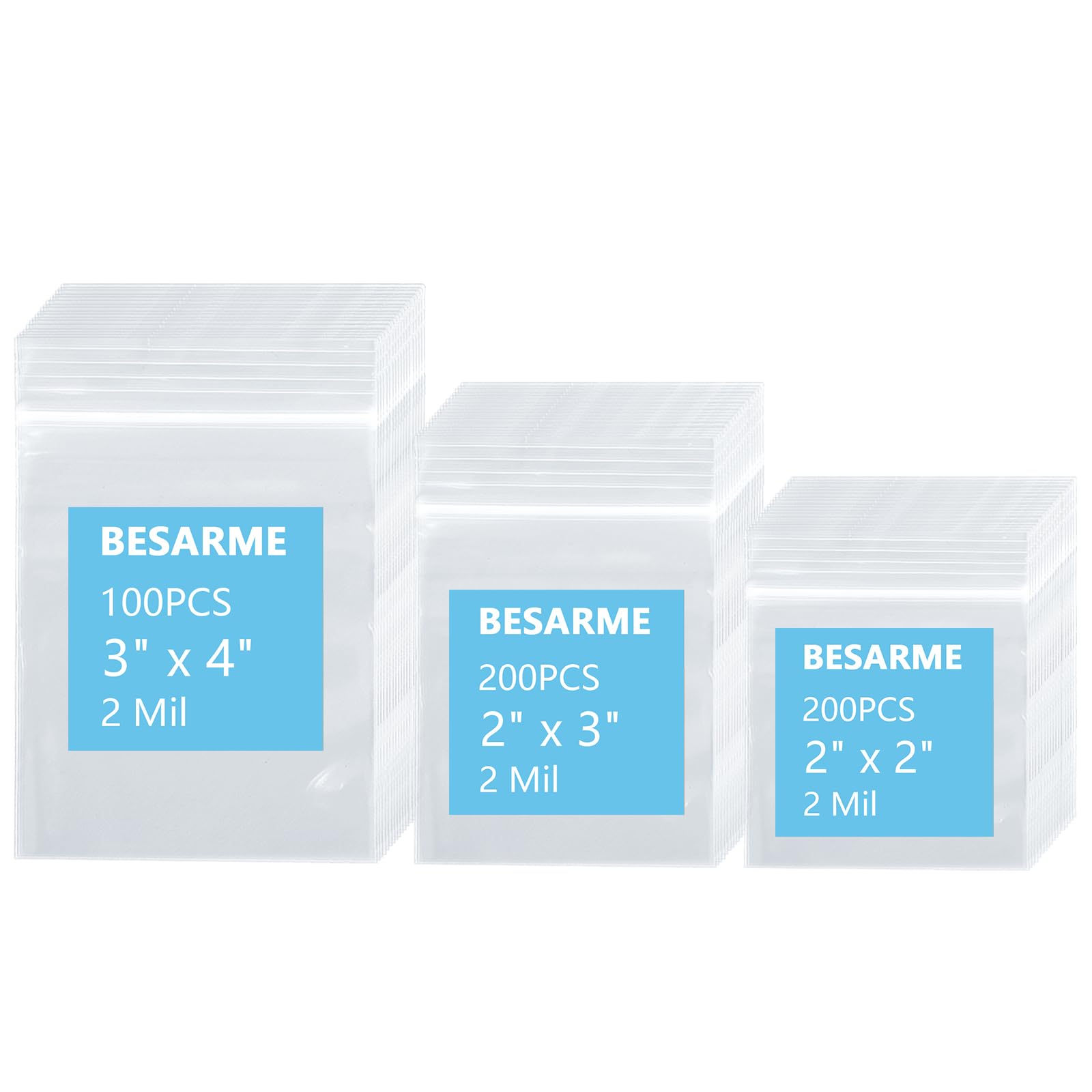 Mini Plastic Bags - 500 Pack | Clear Resealable -10