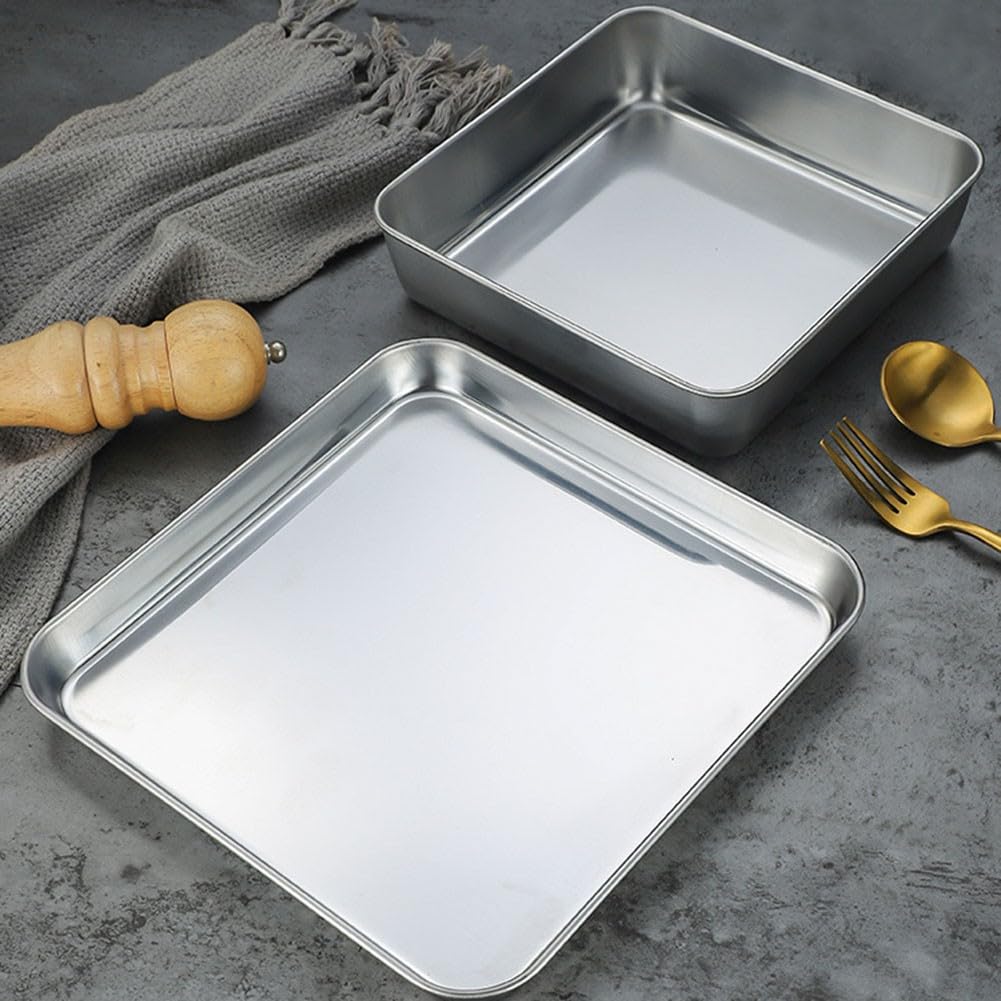 Ensemble de plaques de cuisson rectangulaires en acier inoxydable pour la cuisson des cookies au four (40 x 40 x 2,5 cm)