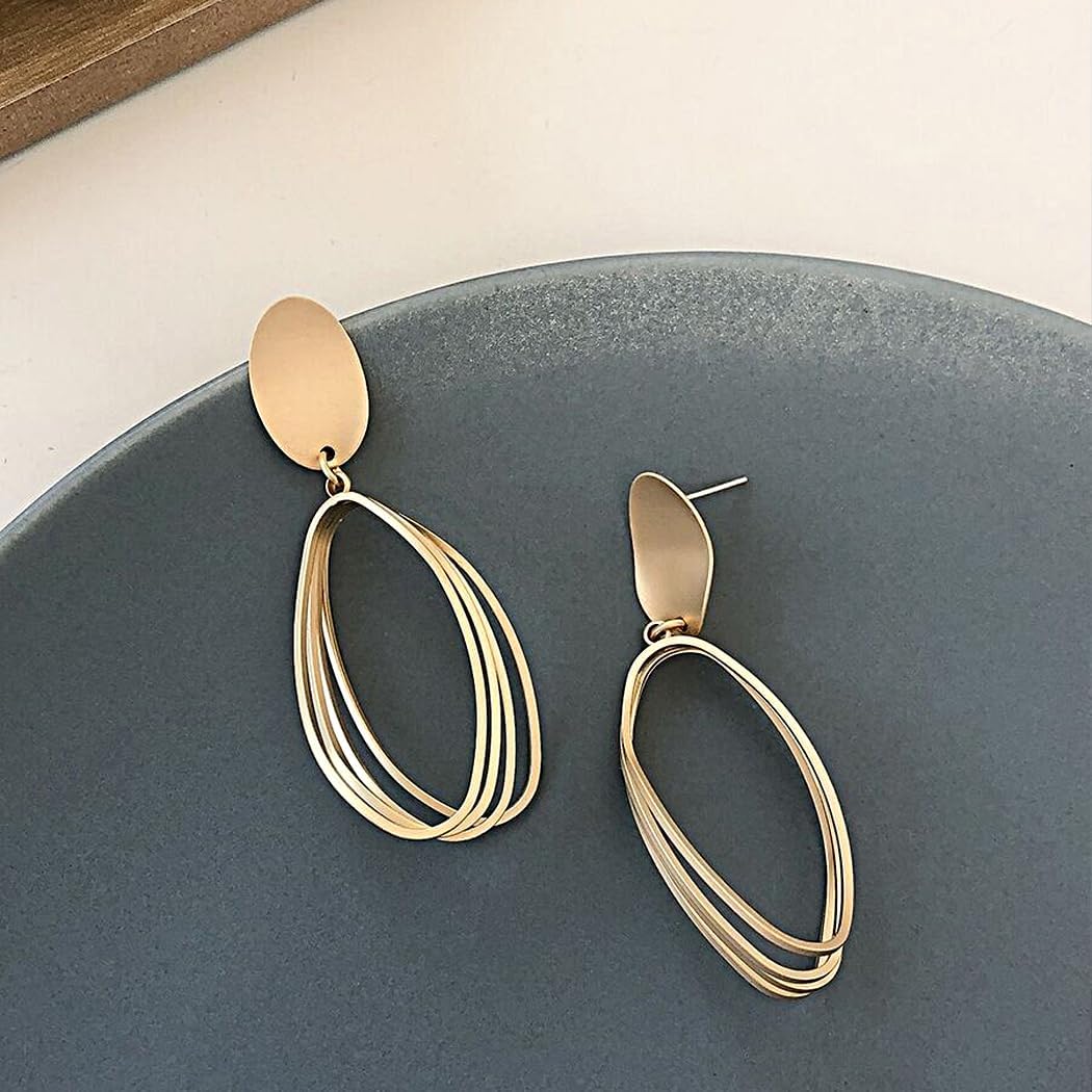 Trendy Gold Statement Dangle Earrings for Women Vintage Hollow Geometry Dangling Earrings Lightweight Drop Earrings Jewelry Accessories - Image 6