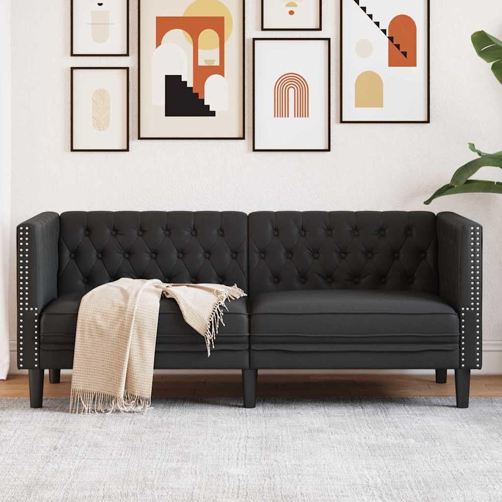 Sofás de PVC negro de 174 x 74,5 x 70,5 cm con estructura impermeable
