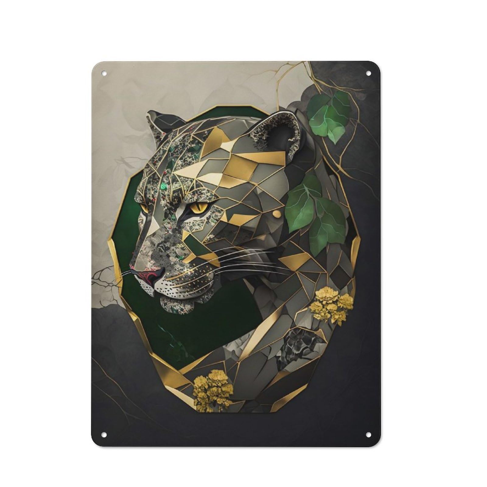 Abstract Panther Industrial Metal Wall Decor 40x30cm, Tin Sign for Workshop, Basement, Shed Or Games Room