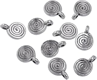 RUBYCA 90PCS Charm Pendant Spiral Tibetan Metal Beads Silver Color for Jewelry Making DIY Bracelet - Buy now