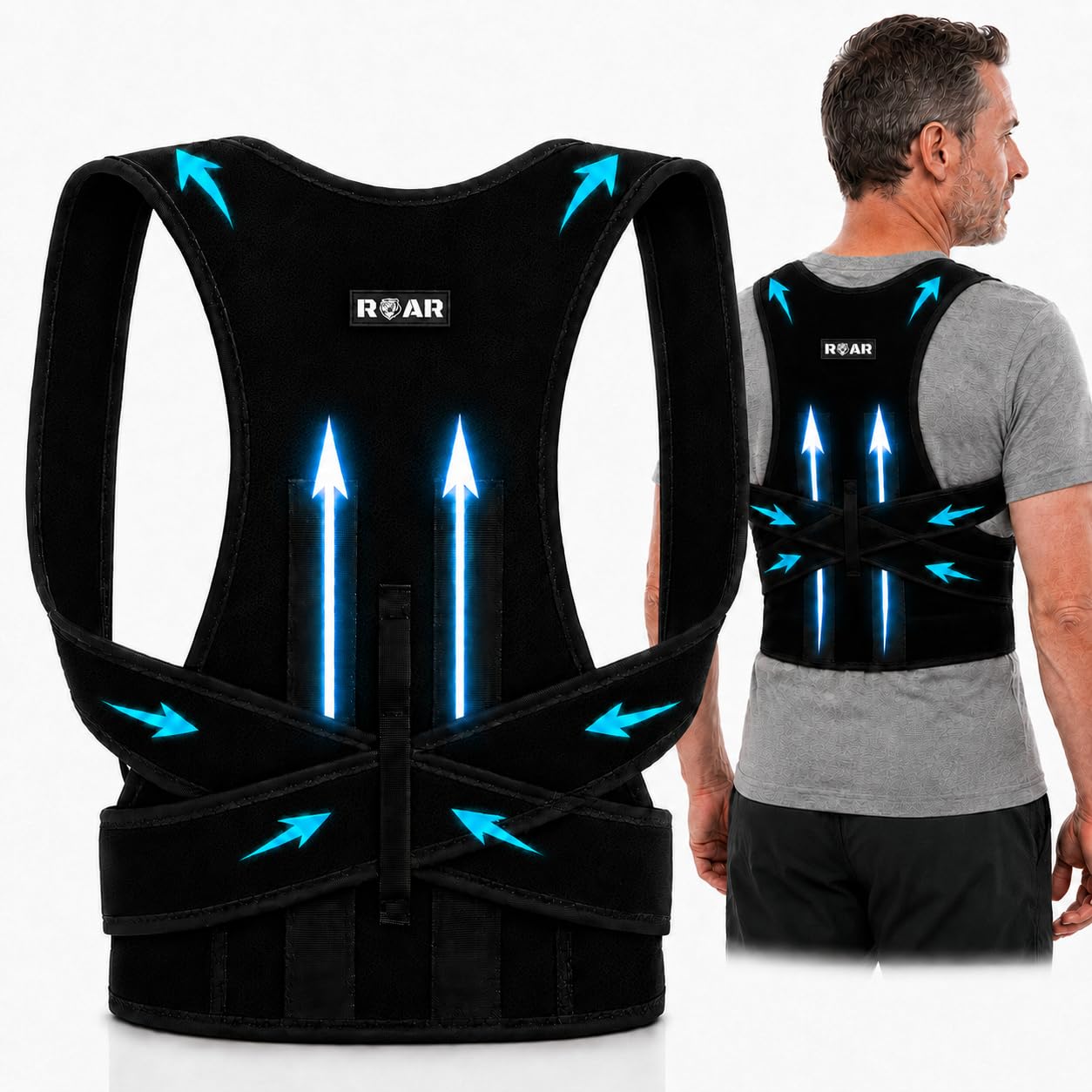 Roar® Corrector de Postura Hombre Mujer – Faja Espalda Recta, Corset Postural para Corregir Postura y Mejorar la Salud