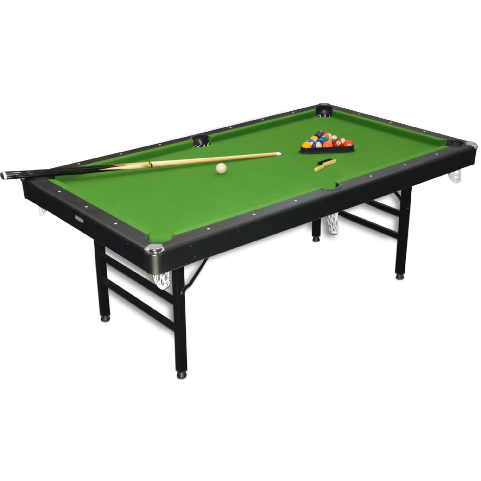 DEVESSPORT Mesa de Billar Plegable para Adultos (213x120x81 cm) | Estructura Metálica Estable, Sin Retorno de Bolas, Tapiz Profesional Verde y Accesorios Incluidos