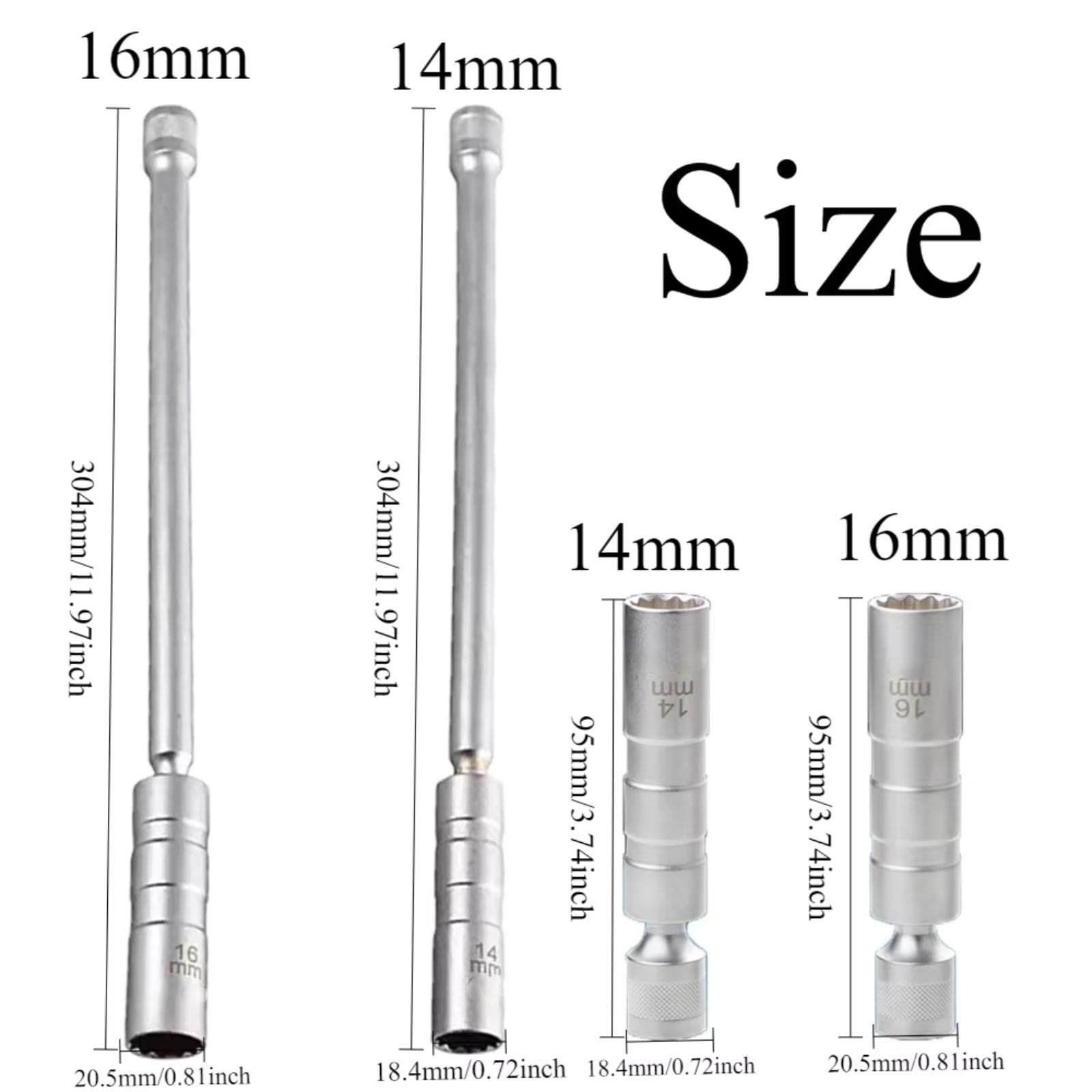 14Mm Lunghezza Girevole Sottile per Candele Parete Accensione A Calza per Strumento Rimozione Magnetica della Chiave della Candela Auto Chiavi Le Candele