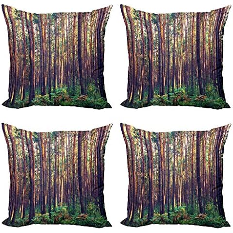ABAKUHAUS Set de 4 Fundas para Cojín Naturaleza Cover