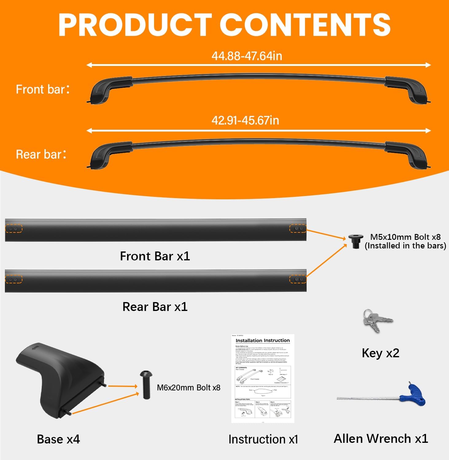 300lbs Roof Rack Cross Bars Compatible with Honda Pilot 2016-2022 with Flush Rails, Aluminum Crossbar with Lock for Rooftop Cargo Carrier Luggage Kayak Canoe Bike Snowboard
