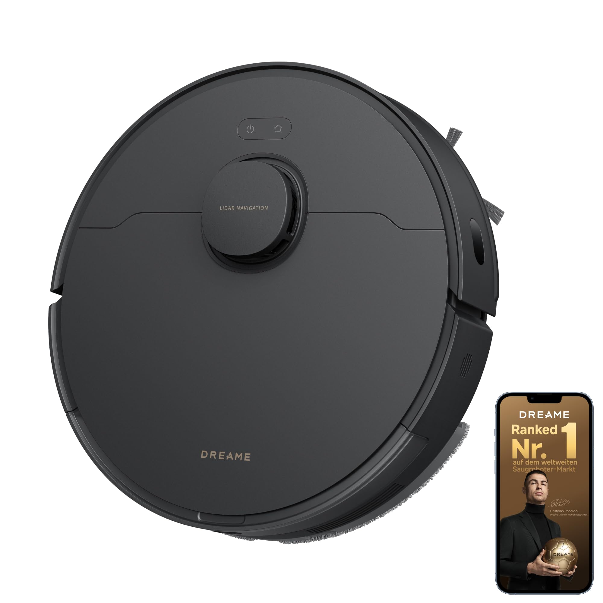 dreame D20 Saugroboter, 13.000 Pa Saugkraft, DuoBrush für Tierhaare, LDS-Navigation, 2-in-1: Staubsaugen und Wischen, Hartböden und Teppiche, 5.200-mAh-Akku, App- und Sprachsteuerung
