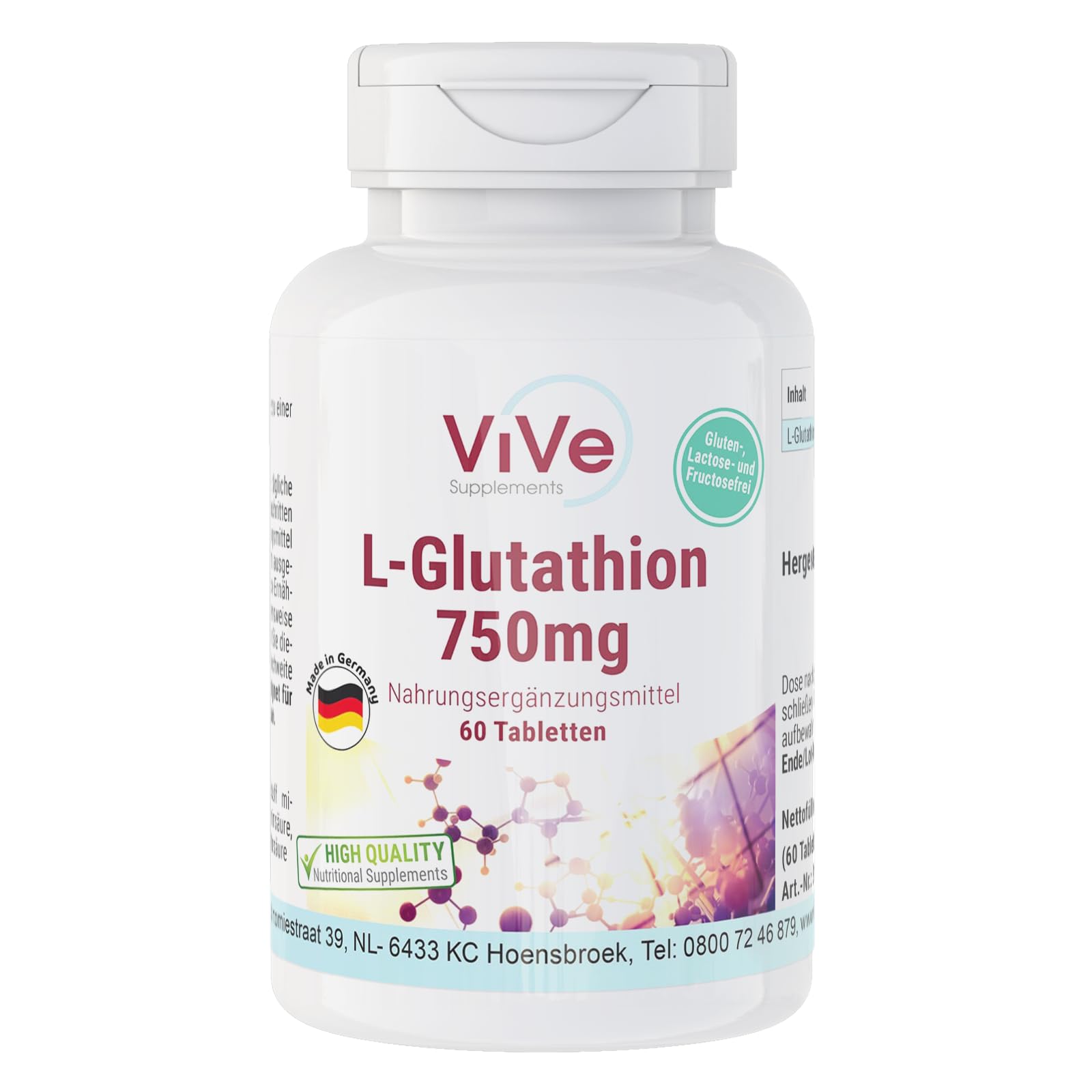 glutathione tablets germany L-Glutathione 750mg Tablets - 60 Tablets - High Dose - Vegan