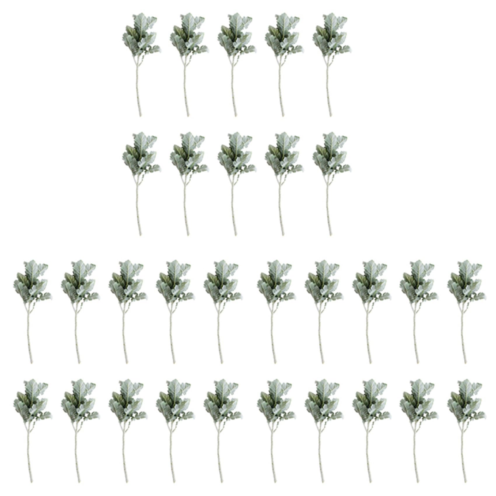 Hndhbfgrt 30 Pcs Artificial Flocked Lambs Ear Leaves Stems Flocked Oak Leaves Lamb'S Ear Leaf for Home Wedding