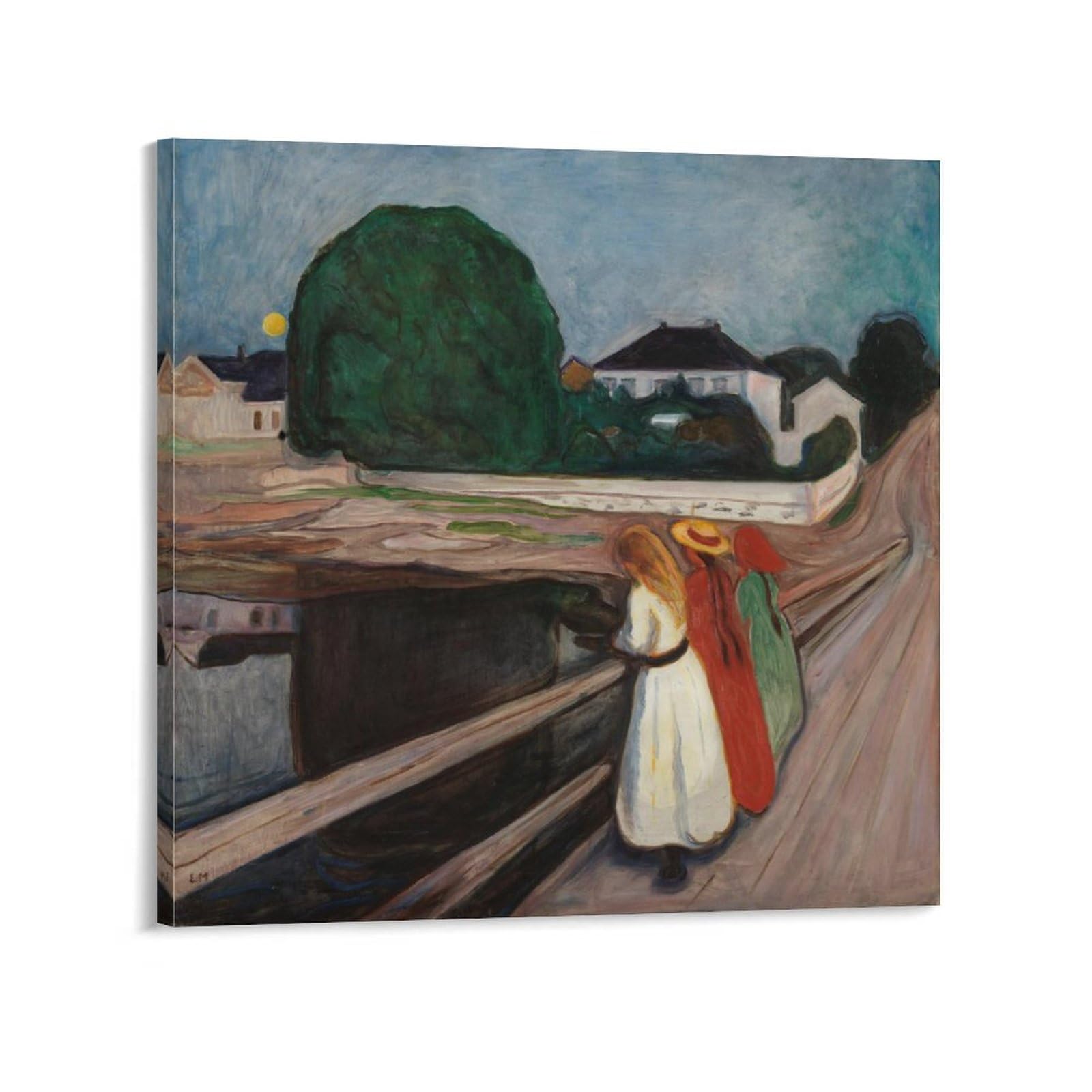 橋の上の少女　ムンク　絵画　複製画 エドヴァルド・ムンク（Edvard Munch） - キャンバス上の絵画の
