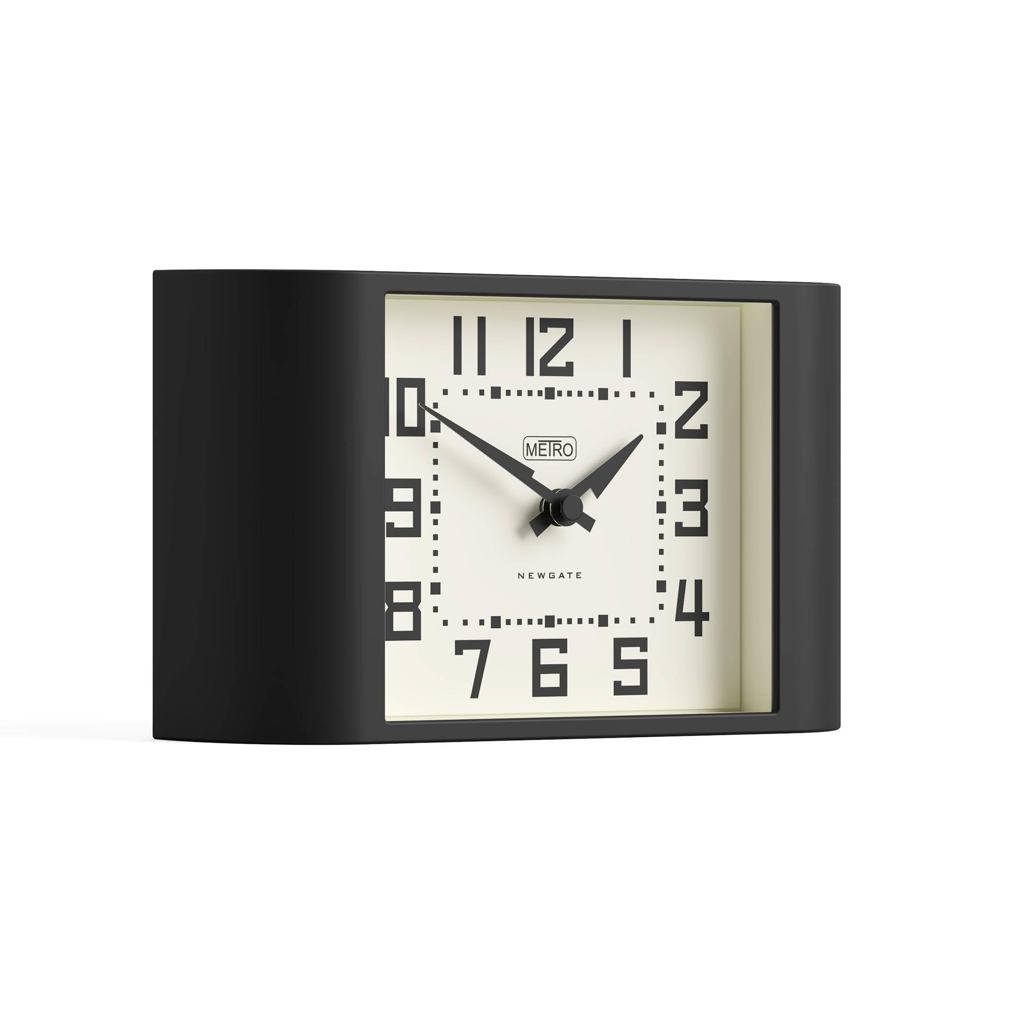 NEWGATE® Mini Metro Schreibtischuhr | Retro-kaminsimsuhr | Schwarz | Mid-Century-Stil für Schreibtisch, tischplatte, Regal oder nachttisch