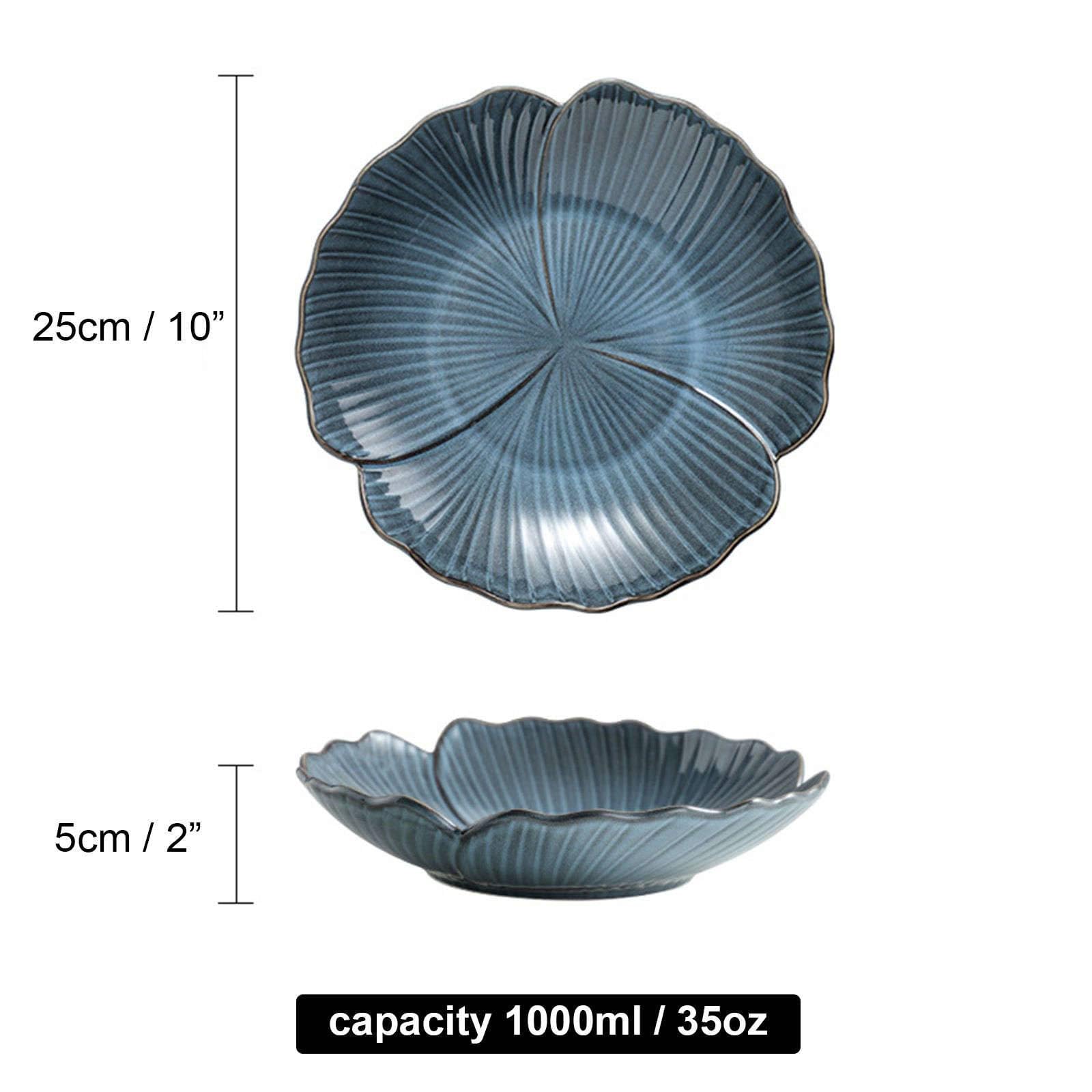 Ensaladera Grande de cerámica, apilable, de 950 g, para Pasta, Colorida, para Servir Ensalada, Azul, 25 cm