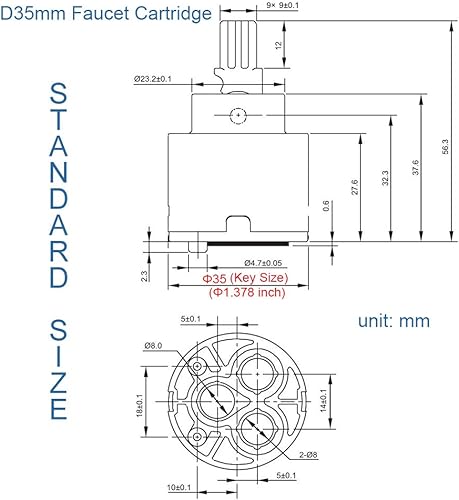 Miniatura 6 de XUCHUAN Diámetro 1.378 in Reemplazo de cartucho de grifo de cerámica para grifo de ducha de lavabo de cocina de una sola manija, válvula de grifo de
