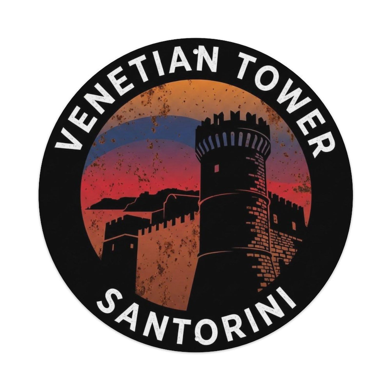 Vintage Travel Tower Santorini Venetian 1 Metal Tin Sign