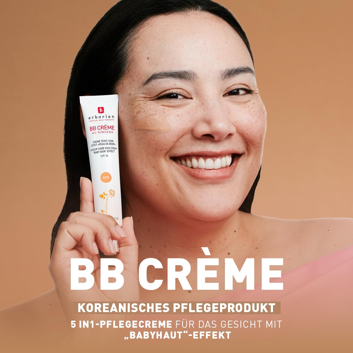 Erborian BB Creme mit Ginseng - Getönte Creme - Pflege mit "Babyhaut-Effekt" - 5-in-1 koreanische Gesichtspflege mit LSF 20 - Nude - 15 ml
