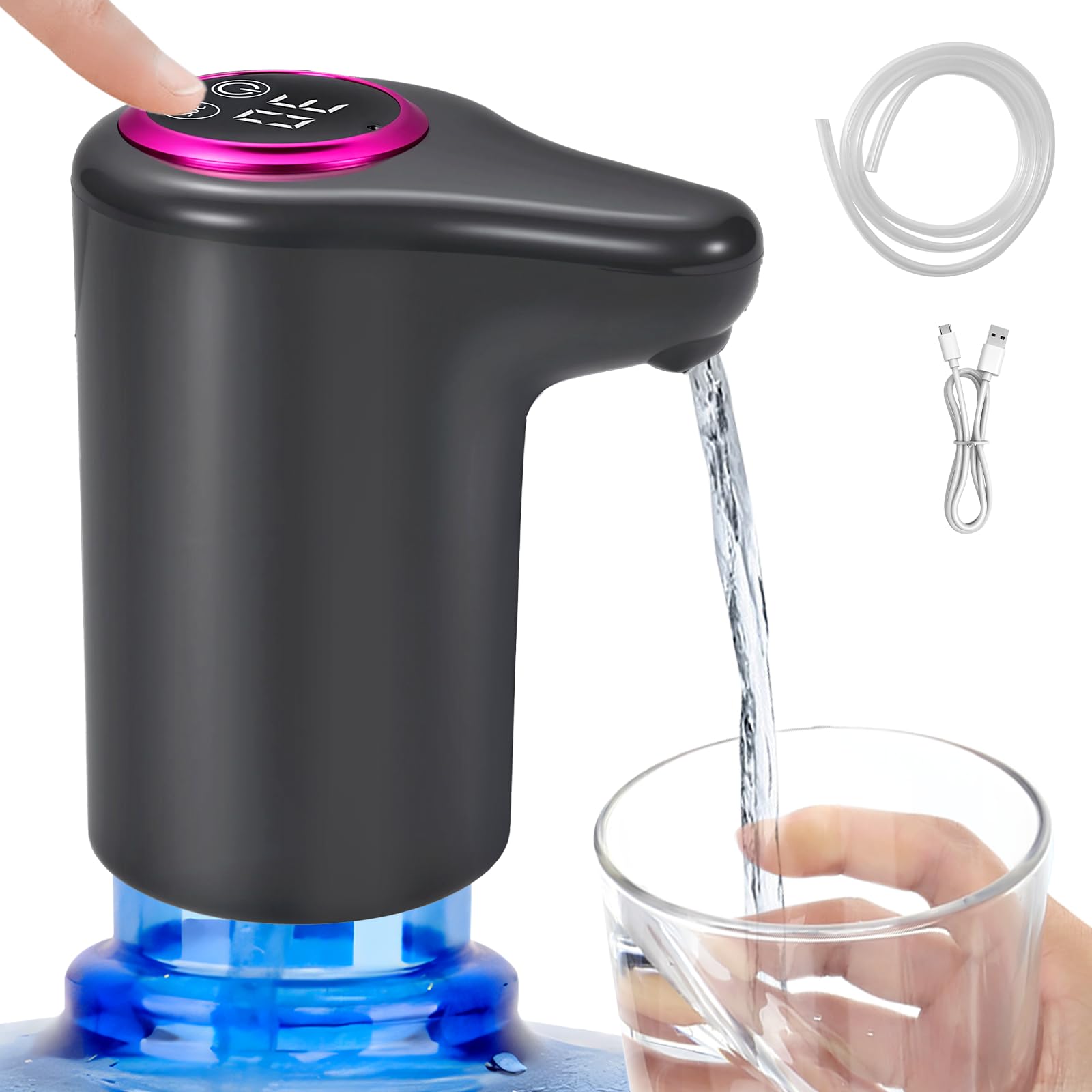Distributeur d'eau Pompe à Eau Potable électrique 5 Gallons Robinet Rechargeable USB