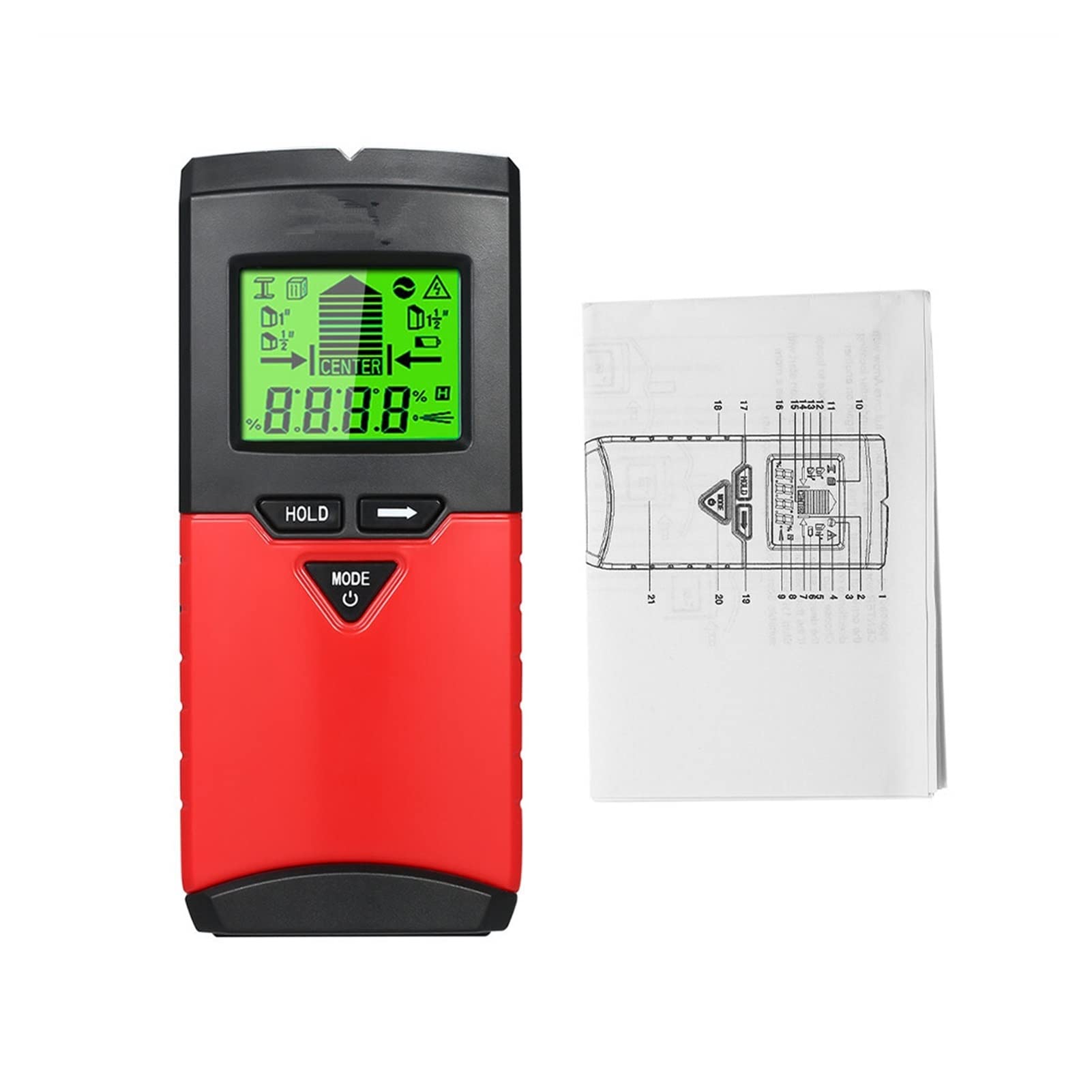 Detector de metales para adultos y niños Detector de metales, un escáner de pared 6-IN-1 actualizado, con 5 modos de escaneo y un nivel digital que escanea tachuelas, metal, cables de CA, madera y LCD