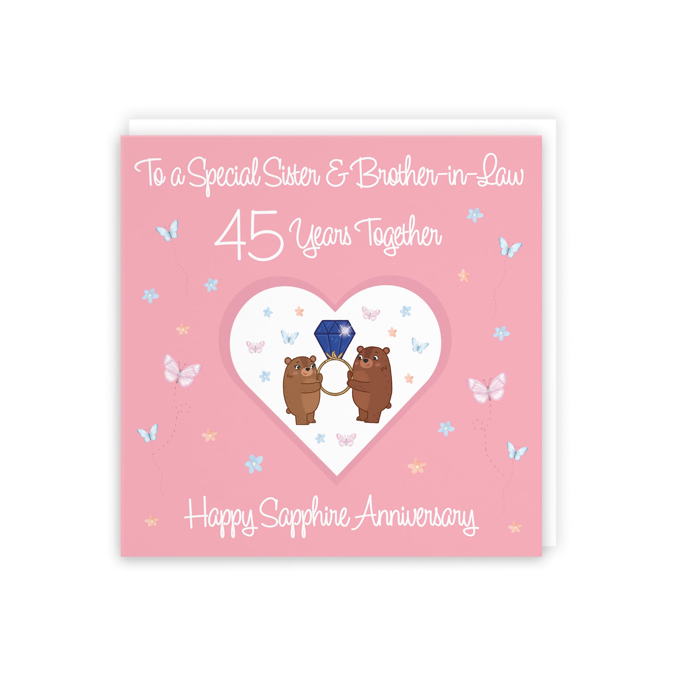 Hunts England, Sister & Brother-in-Law 45th Anniversary Card, 45 Years, Sapphire Anniversary, Romantic Meadows, Fun Card - Image 3