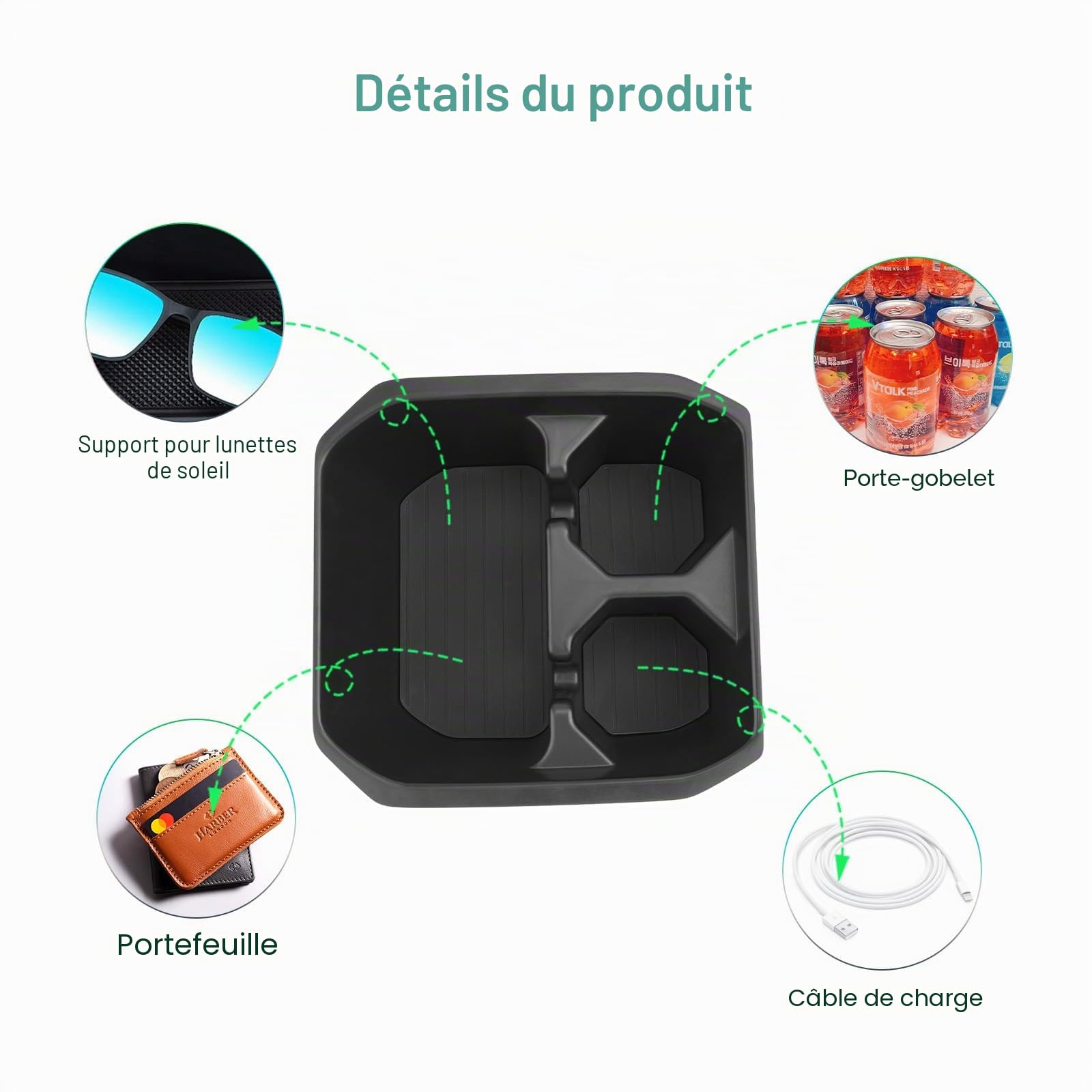 [Facelift 2025] GAFAT Nouveau Dacia Spring Electric EV 2025 2026 Boîte de Rangement Centrale, Dacia Spring 2025 Organiseur Inférieur de Console Centrale, avec 2 Porte-Gobelet, Dacia Spring Accessoires