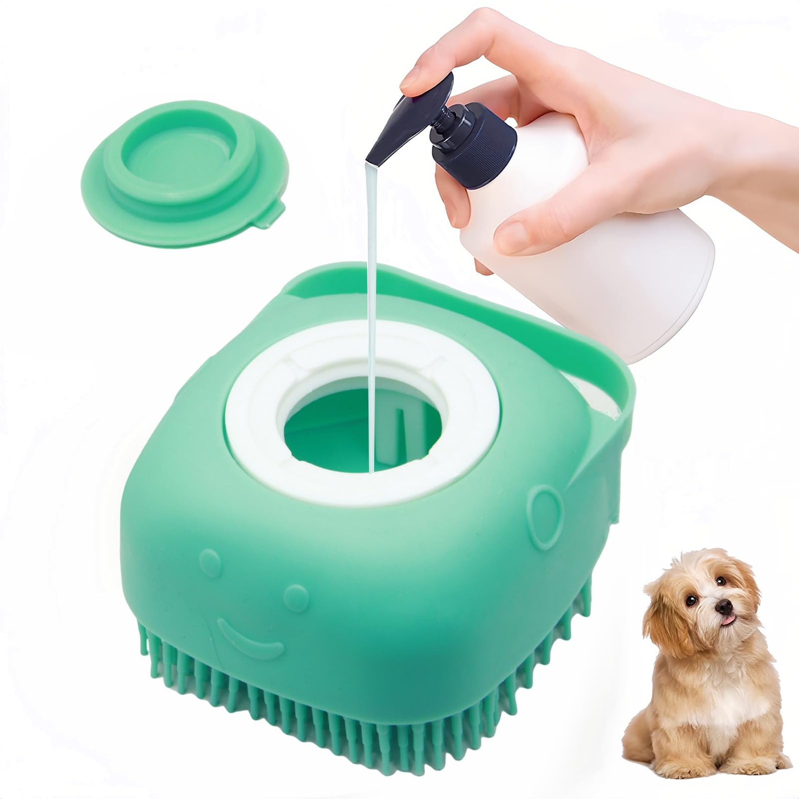 DAVUD Dog Bath Brush,Soft Silicone Massage Brush?Pet Grooming Bath Brush,Shampoo Dispenser For Short Haired Dogs/Cats/Puppy Bathing,Dog Brush For Hair(Green) (B0CFVDJGNQ) Amazon Price History, Amazon Price Tracker