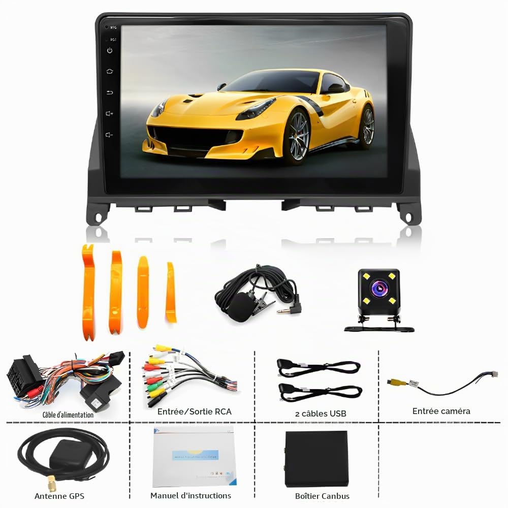 Android Autoradio 2 Din Compatible pour Mercedes C Class W204 S204 9" Écran Tactile Android 13 sans Fil Carplay avec GPS Navigation sans Fil Carplay Android Auto Bluetooth Voiture Caméra Arrière