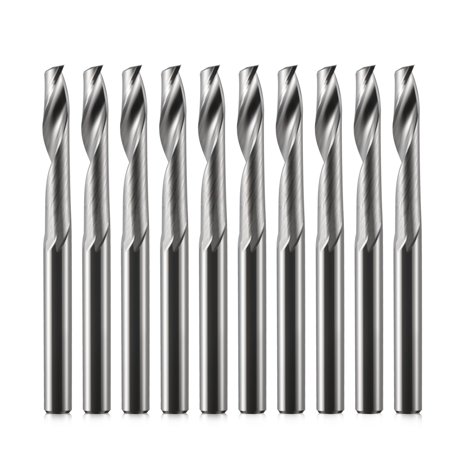 EU_HOZLY - Fresa de 3,175 mm, vástago único, ranura CNC, para mango de aluminio de 3,175 mm, longitud de corte de 17 mm, longitud total de 38 mm, fresadora CNC de aluminio, fresadora CNC, 10 unidades