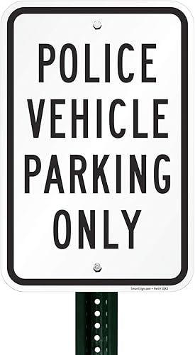 Miniatura 3 de SmartSign - K-4470-AL-12x18 "Solo estacionamiento de vehículos policiales" Letrero  12 x 18 pulgadas Aluminio Negro sobre Blanco