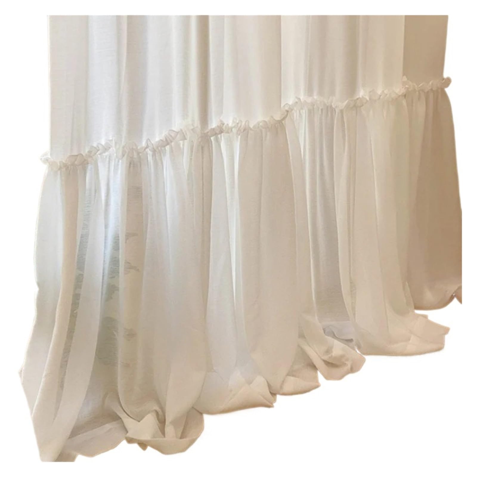 HEUchuan Ruffled Curtains Skirt Special Design White Sheer Curtains for Rooms, Dust-proof Partition, Tulle for Windows(ROD POCKET_1PC W140 X H200CM)